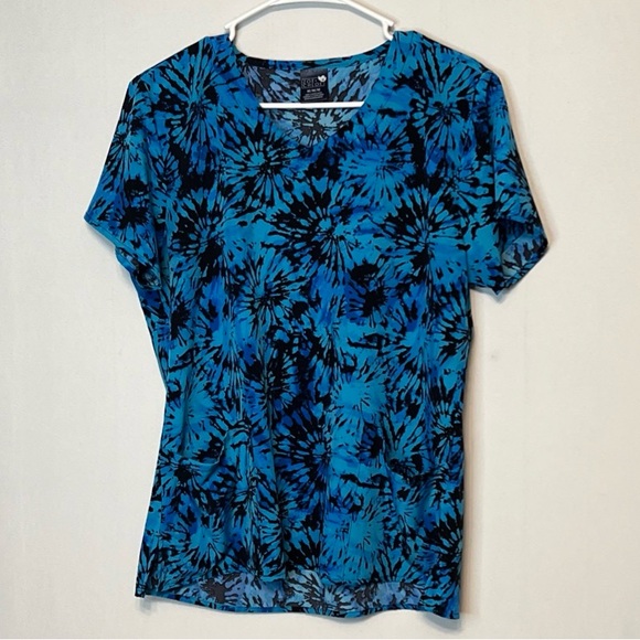 Zoe + Chloe Womens Medium Floral V-Neck Scrub Top Pockets Stretch. - Picture 1 of 6
